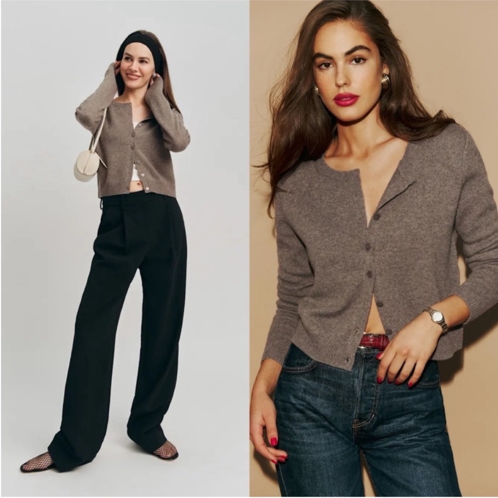 Reformation Clara Cashmere Cardigan in Cocoa